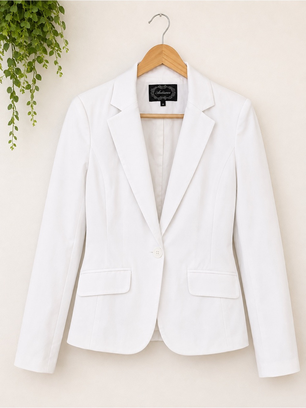 Ambiance White Single-Button Blazer